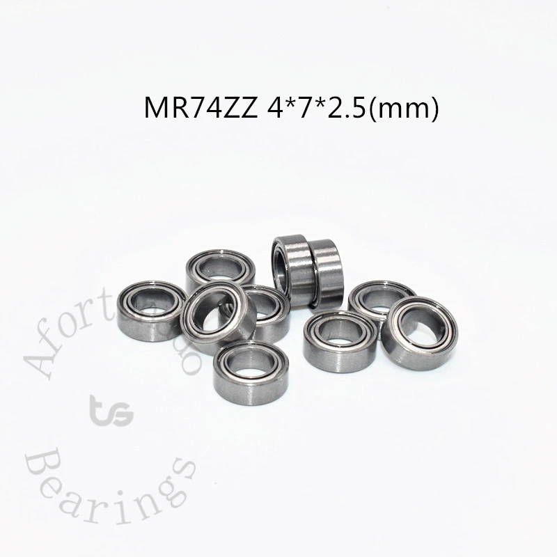 MR74ZZ  4*7*2.5(mm) 10PCS Metal Sealed Miniature chrome Steel Bearings