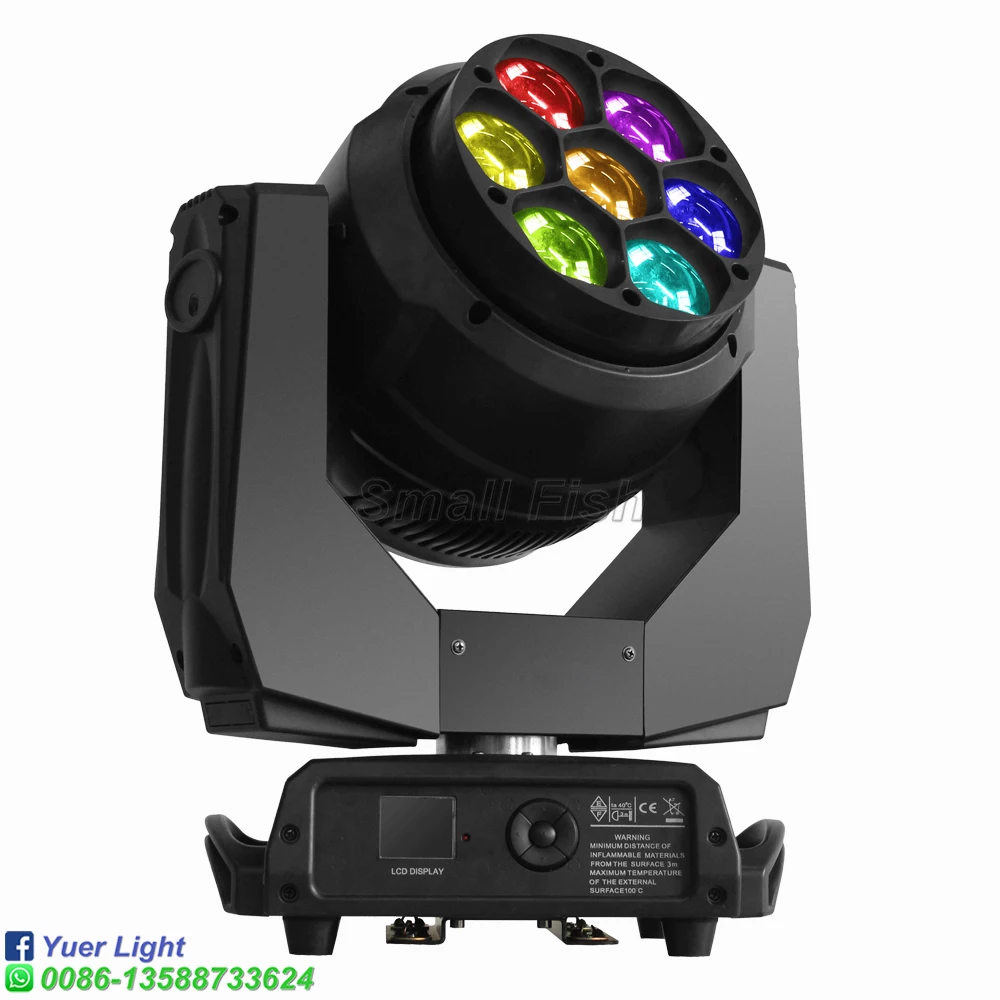 2IN1 7X40W RGBW LED Zoom Moving Head Light Mini Bee Eye Beam Wash Stage Effect Light DMX512 Disco Music Party KTV DJ Bar Light