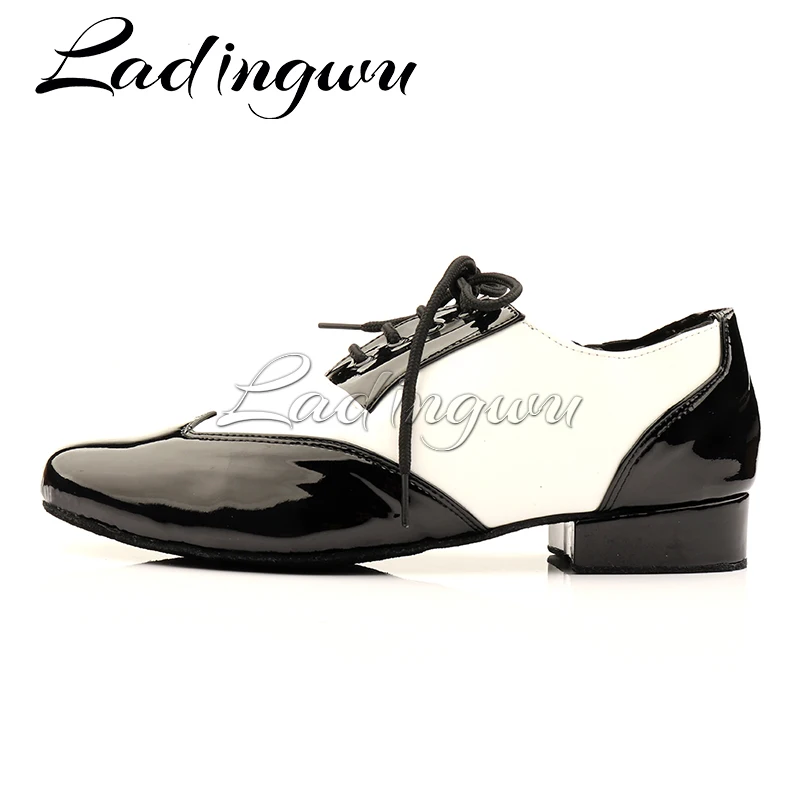 Ladingwu Men\'s Latin Dance Shoes Male Genuine Leather Modern Dance Shoes Ballroom Dance Shoes Square Dance Shoes Latin 2.5CM