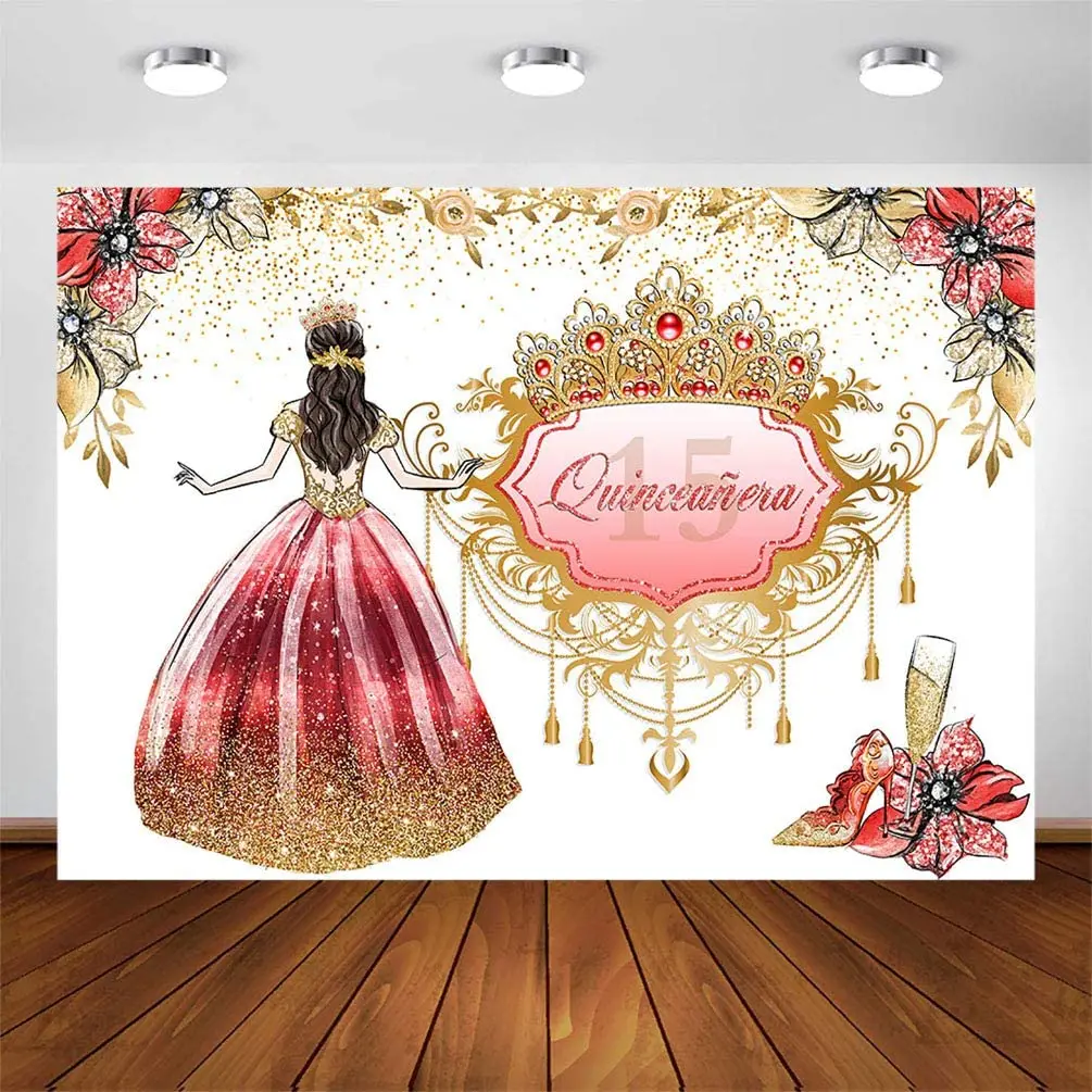 

Quinceañera 15th Birthday Backdrop for Girl 7x5ft A 15-year-old Girl's Bar Mitzvah Party Background Photography Decorate Propss