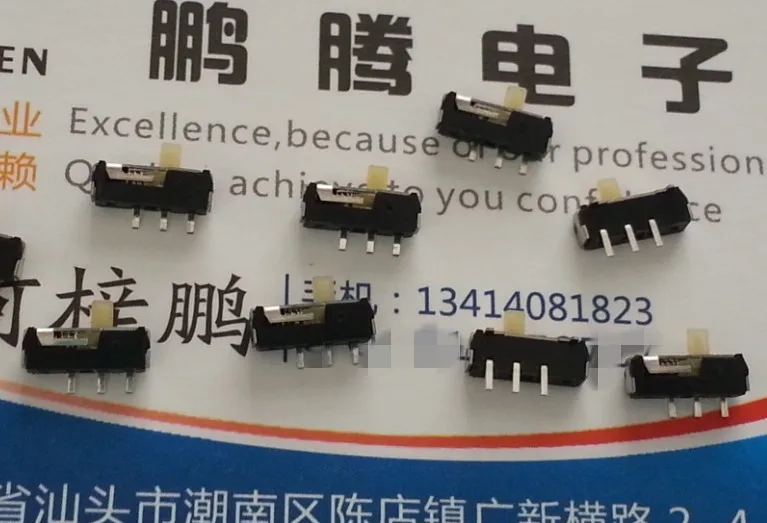 10PCS/lot Imported from South Korea, slide switch, slide switch, self-reset, 3 feet, 2 files, SMD, 2 files, 3*9