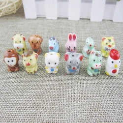 5pcs Cute Animal Ceramic Beads 12 Chinese Zodiac Small Rabbit Tiger Loose Beads For Jewelry Making Bracelet Accessories