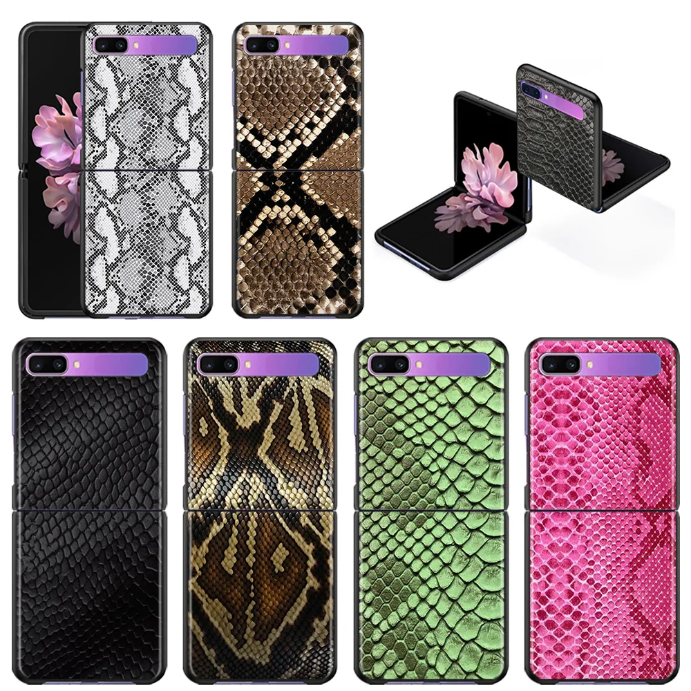 Zflip4 Phone Case For Samsung Z Flip3 5G z flip 3 5G zFlip Cover Cellphone Shell Caso Mobilephone Fundas Luxury Snake Skin Art