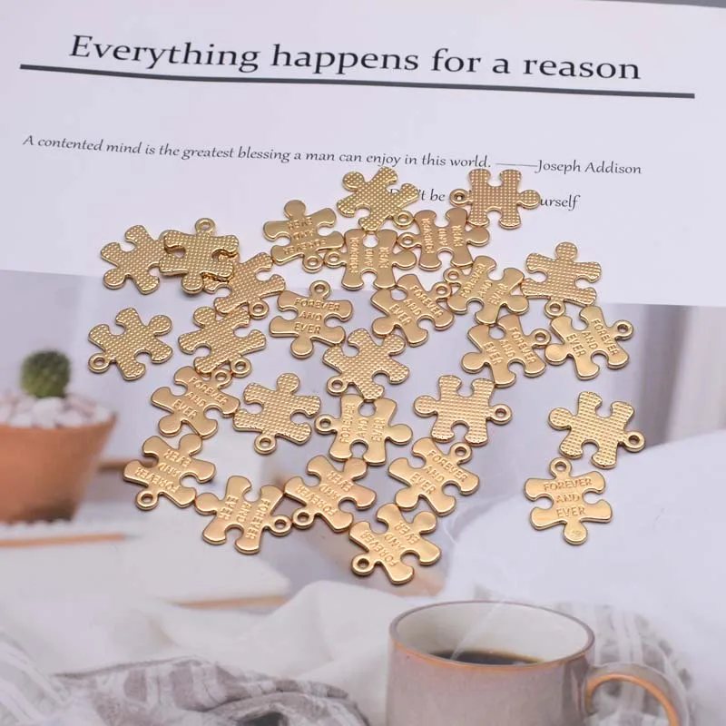 10pcs High-quality Metal Alloy Charms Jigsaw Puzzle Piece Charms Pendants For Jewelry Making Findings DIY Necklace Bracelet