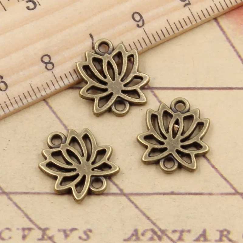 20pcs Charms Lotus Link Flower Connector 16x14mm Tibetan Silver Color Pendants Antique Jewelry Making DIY Handmade Craft