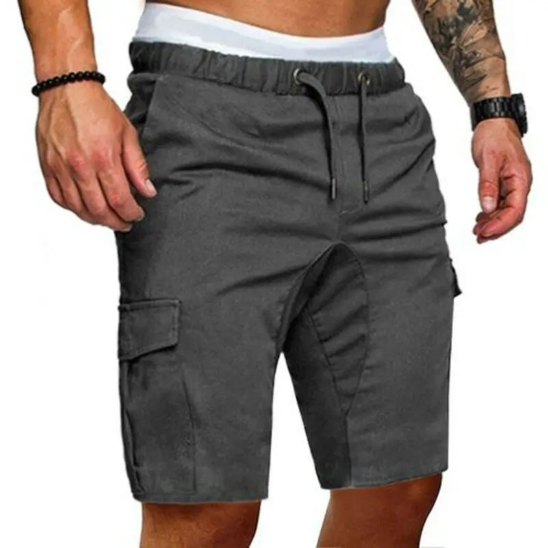 Stylish Men Cargo Work Shorts  Military Style Straight Work Pocket Elasticated Summer Casual Combat Trousers Vintage Shorts Man