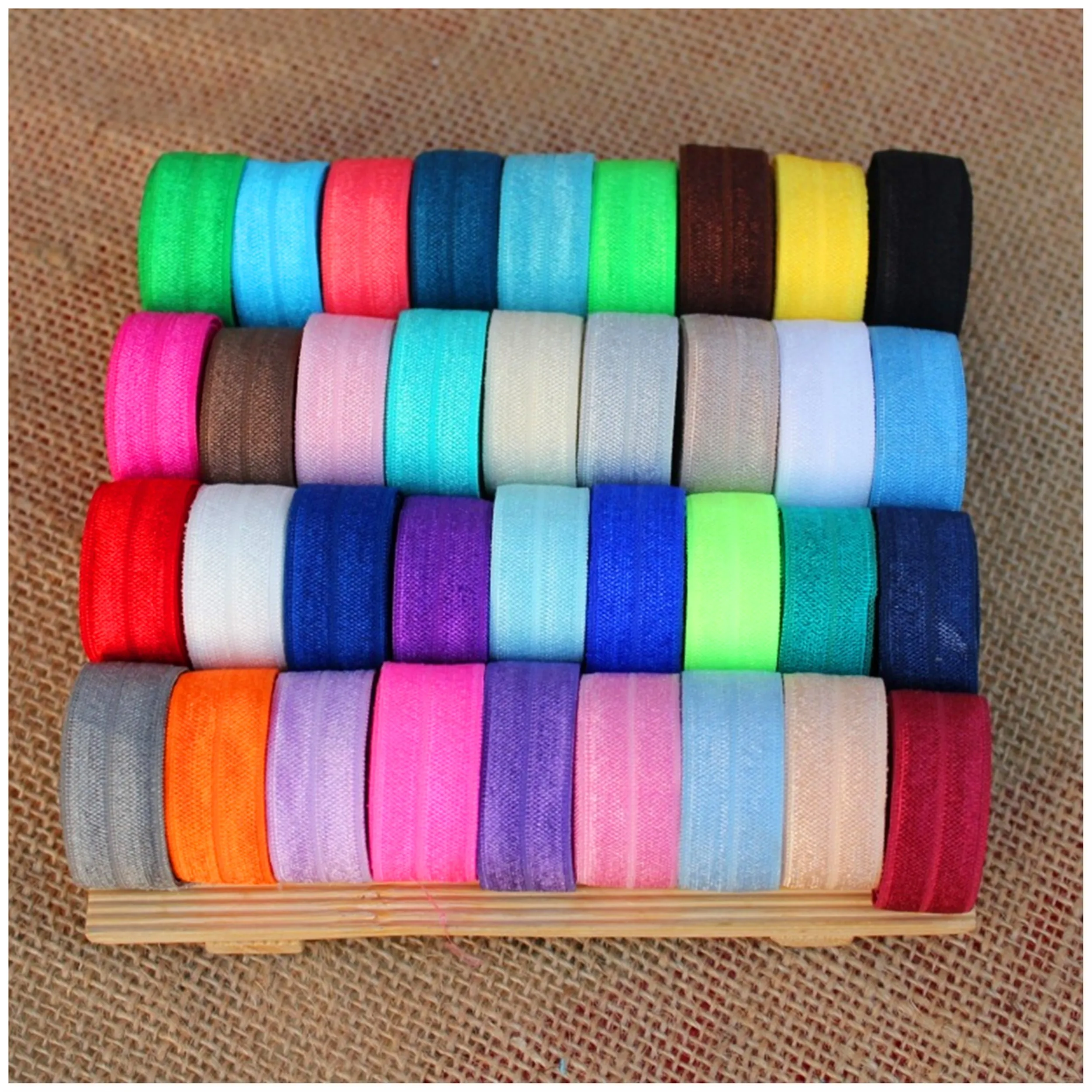 Hot 15Mm 5/10 Yards 5/8 "Rode Multirole Vouw Over Elastische Spandex Satijn Band Diy