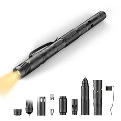 Multifunctionele Tactical Pen Zelfverdediging Vrouwen Verdedigen Zaklamp Aluminium Schroevendraaier Kurkentrekker Beschermen