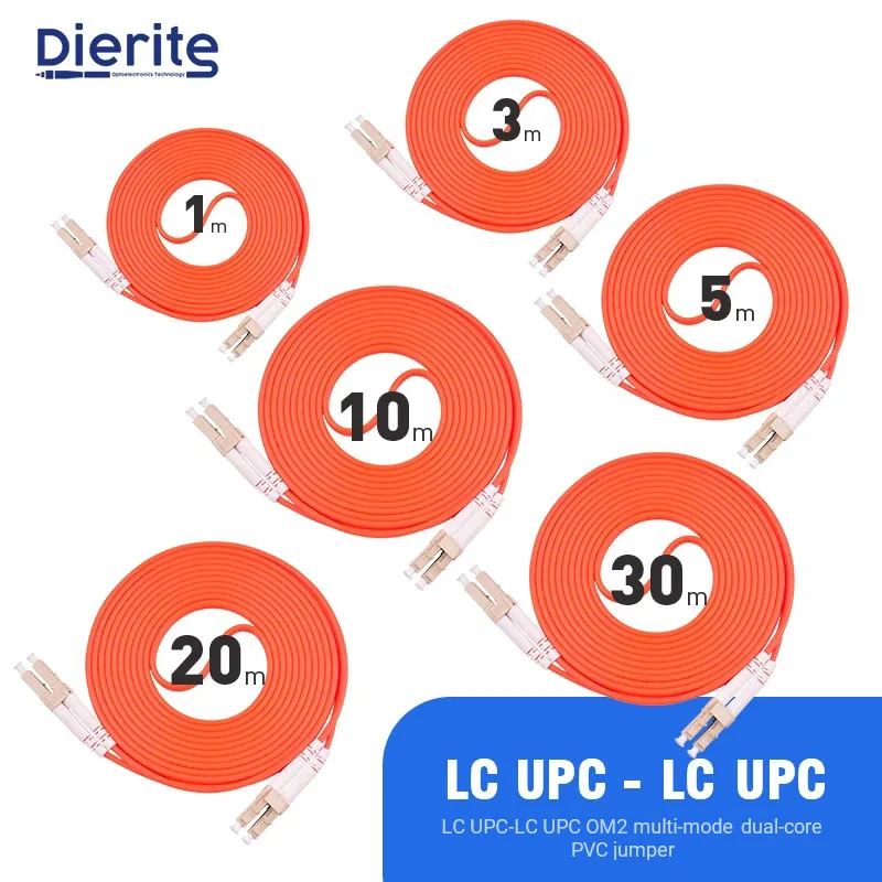 LC UPC To LC UPC Multimode Duplex OM2 Fiber Optical Jumper Fiber Duplex Optic Patch Cord Safe Stable Transmission 3M 5M 10M 30M