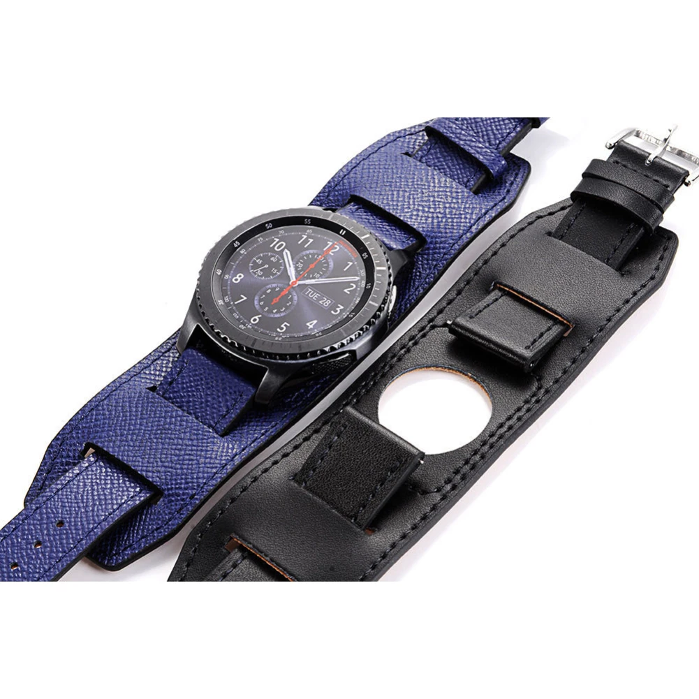 22mm Leather Strap for Galaxy Watch 42mm 46mm Replacement for Gear S3 Frontier/Classic Bracelet Wristband Smart Watch