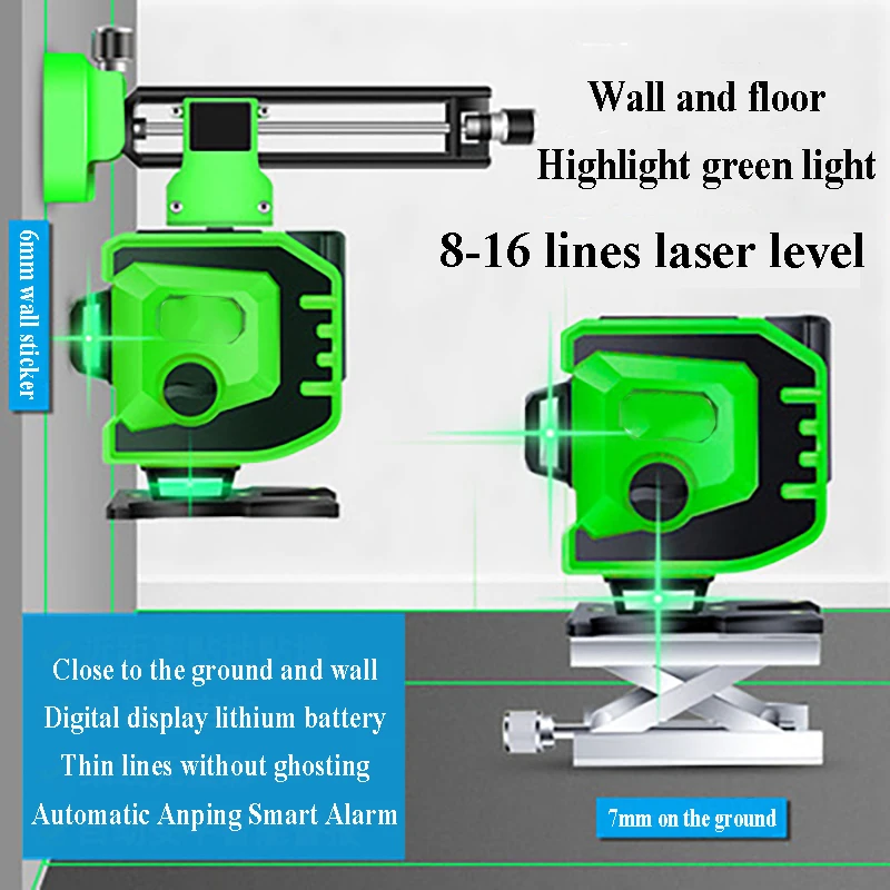 

Laser Level Indoors And Outdoors Construction Laser Guide Rechargeable Battery Green Laser Pointer Detector Professional Level