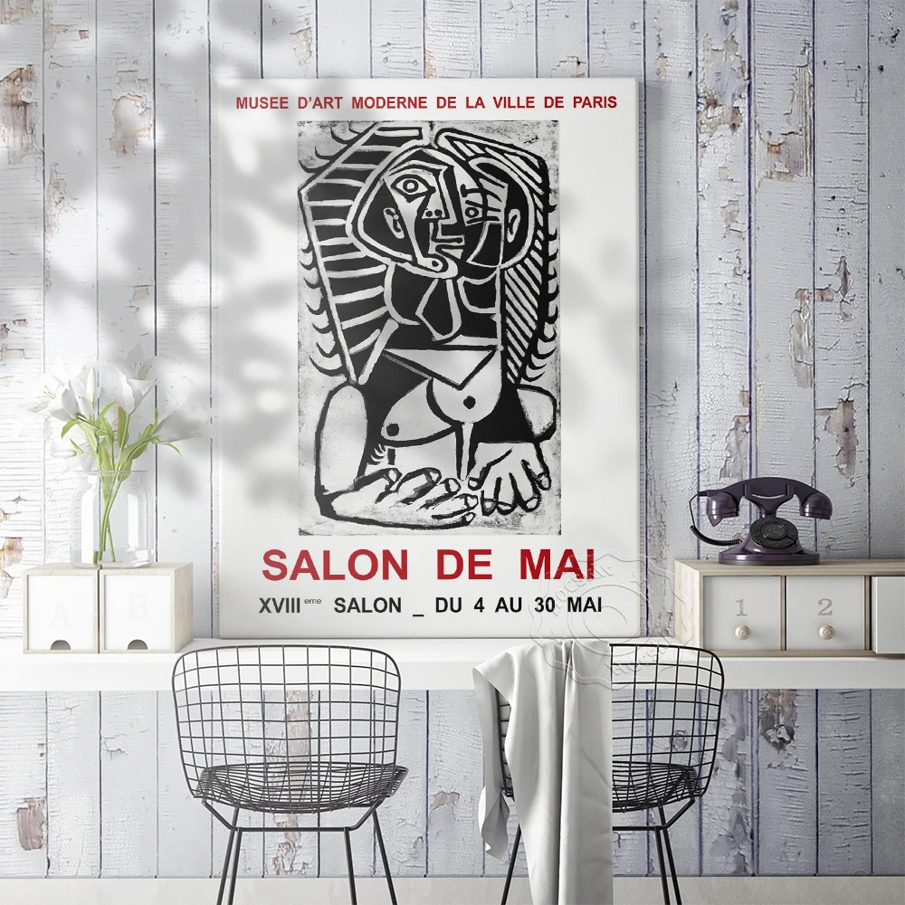 Picasso Musee D'Art Moderne De La Ville De Papis Exhibition Poster, Picasso Salon De Mai Abstract Art Prints, Home Decor Mural