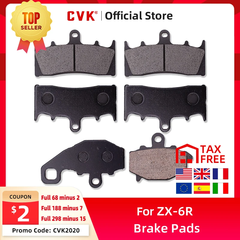 CVK 1 Set High Quality Brake Pads Disks Shoes Front And Rear For KAWASAKI X ZX600 Zx6r ZX-6R 600 E1-E5 ( Ninja ZX6 ) 1993 - 1997