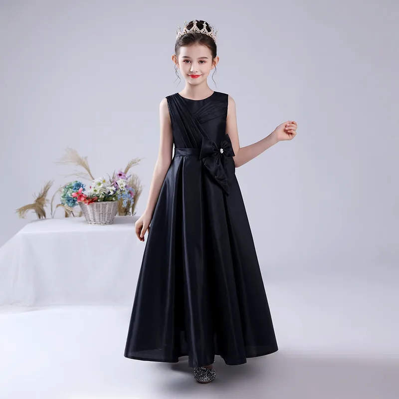 Dideyttawl Black Concert Dress Pleated Junior Girls Pageant Princess Gown Long Flower Girl Dresses For Birthday keith jarrett budapest concert 2 cd