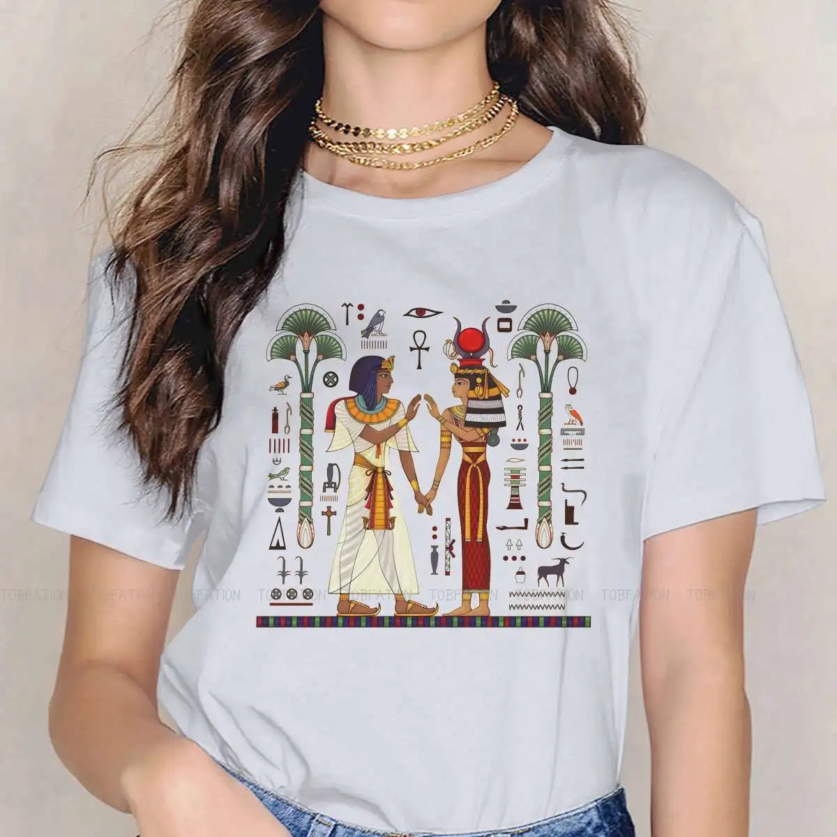 Hieroglyph Symbolancient Culture Sing Symbo Feminine Clothes Egyptian Ancient Egypt T-shirt Goth Vintage Female Top