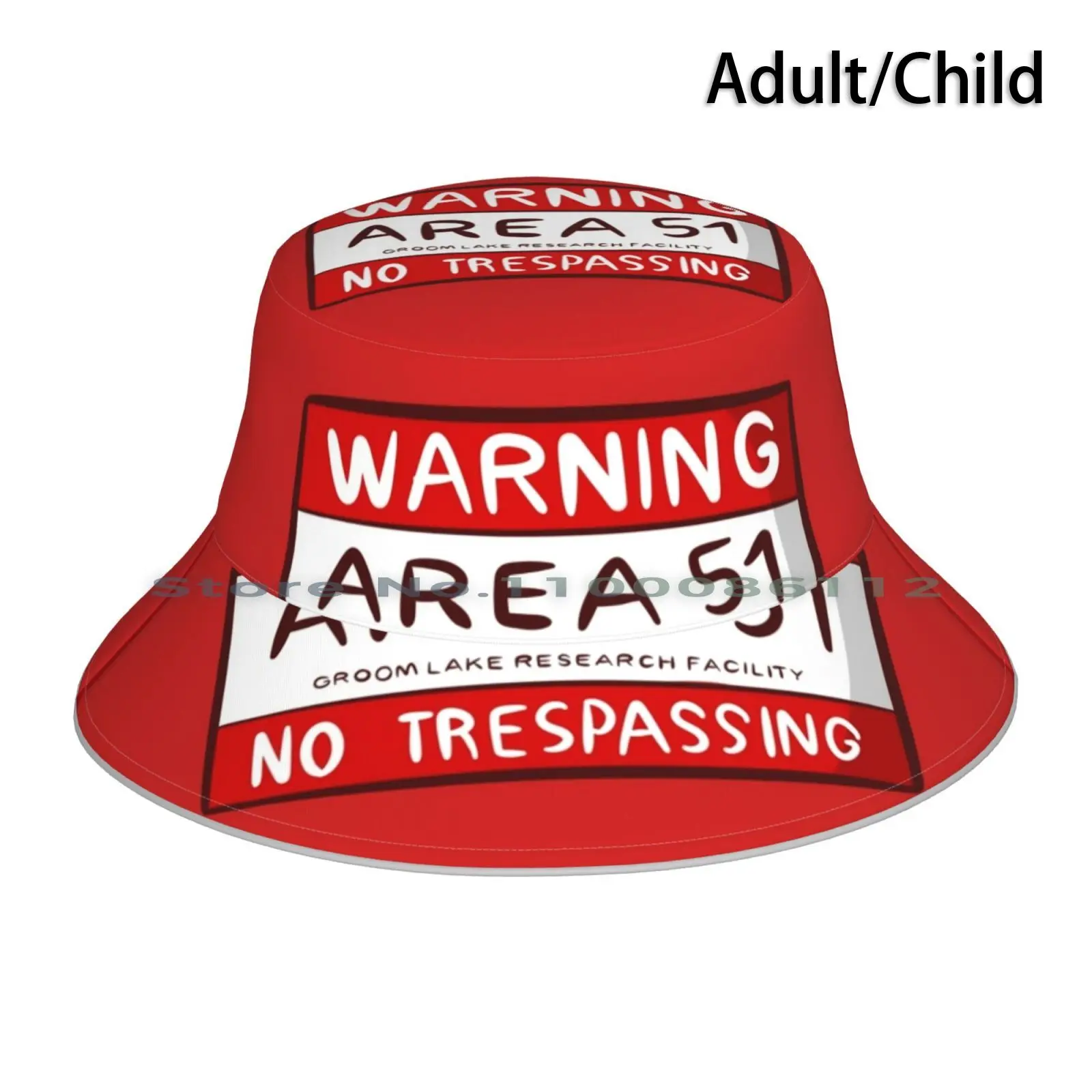 Area 51-Warning , No Trespassing! Bucket Hat Sun Cap Area 51 Warning Ufo Label Cute Cool Foldable Outdoor Fisherman Hat