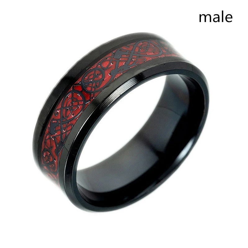Romantic Couple Rings Fashion Men Stainless Steel Carbon Fiber Rings Cute Women Zircon Ring Set Wedding Engagement Band Lover