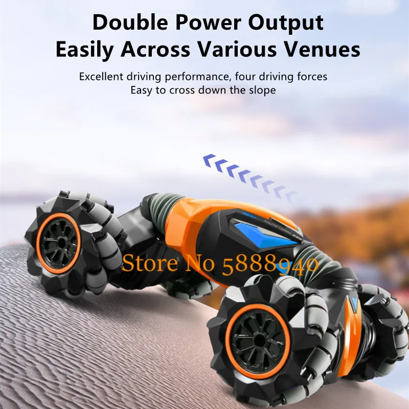 Dual-Mode Driving 4WD Radio Control Twist Car 40Mins Gravity Sensor Stunt Deformation Cool Drift Dynamic Music RC Truck Kids Toy