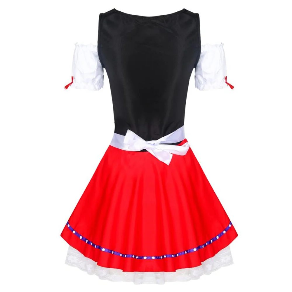 Adult Germany Oktoberfest Dirndl Dress Costume Bavarian Traditional Beer Maid Waitress Halloween Cosplay Costume