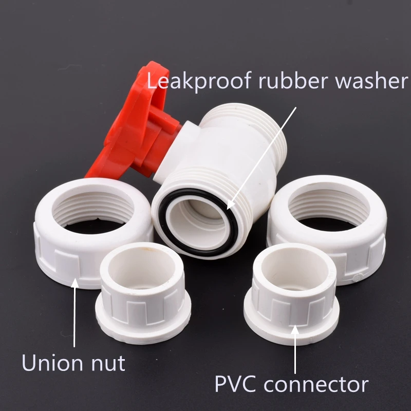 1pc 20/25/32/40/50mm White PVC Pipe  Union Valve Connector Water Pipe Fittings Ball Valve Agriculture Garden Irrigation Adapter