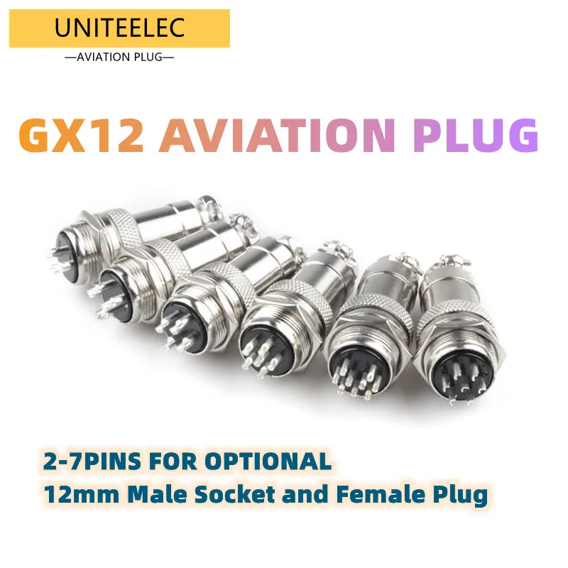 GX12 2/3/4/5/6/7 Pin Male + Female 12mm Circular Aviation Socket Plug Wire Panel Connector Small Industrial Socket