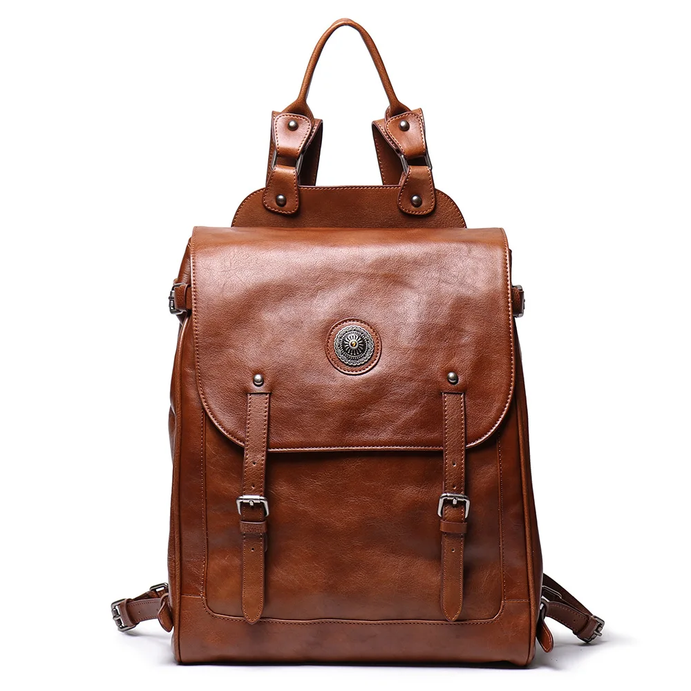 

108 2021 vintage design handmade cow leather men backpack outdoor large bags