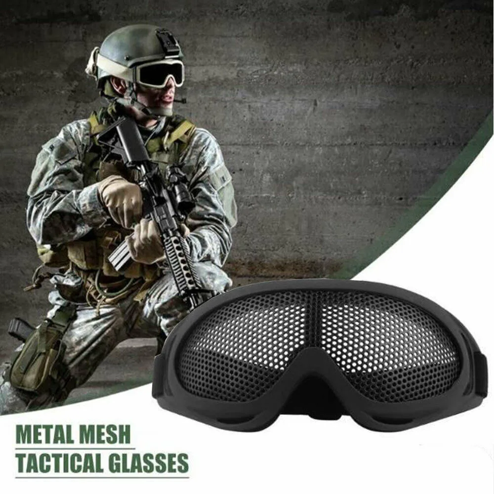 Outdoor Hunting Airsoft Net taktyczne odporność na wstrząsy oczy chroniące sport na świeżym powietrzu siatka metalowa okulary gogle narzędzia