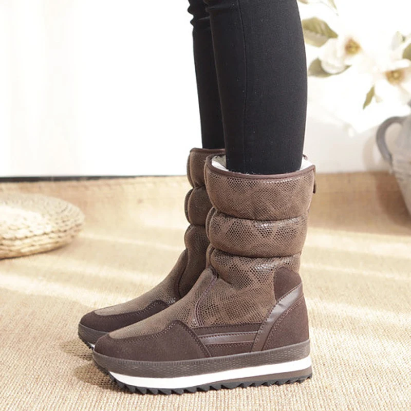 Women winter boots platform non-slip waterproof winter shoes women ankle boots thick fur warm women snow boots for -40 degrees