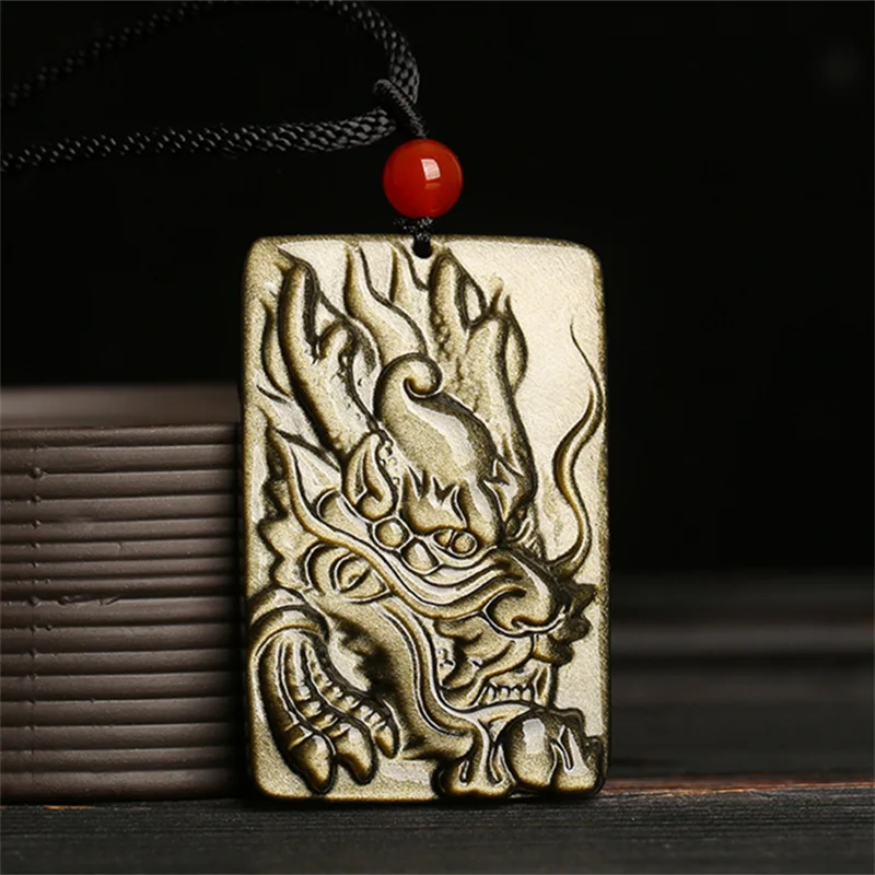 Hot Selling Natural Handcarve Jin Yao Shi Dragon Brand Necklace Pendant Fashion Jewelry Accessories Men Women Luck Gifts