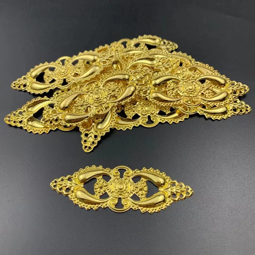 10 pcs/lot 26x80mm  Metal Filigree  Flowers Slice Charms base Setting Jewelry DIY Components Findings