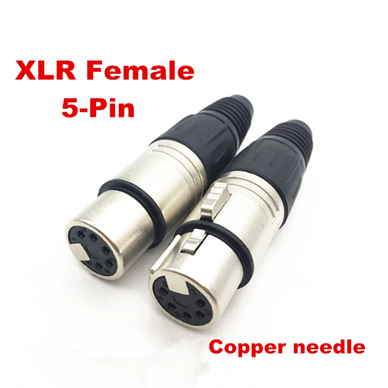 

1pcs high quality 4Pin 5Pin Copper needle silver plated Audio XLR Adapter Female/Male 5-cole Microphone Connector Plug Adapter