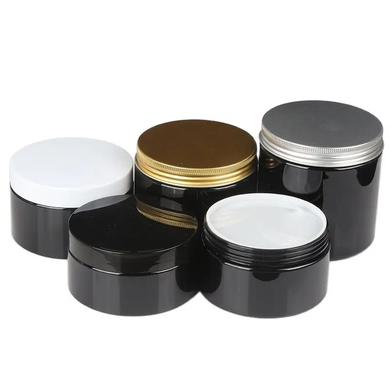 

15pcs 200/300/350/400/500ML Facial Mask Jar Empty Black Plastic Cosmetic Container PET Body Cream Pot Dia.92.5mm Hair Mask Jar