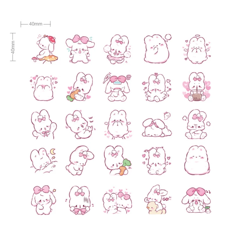 45 pcs/pack roztomilá králík denně kawaii ozdoba nálepky plánovač scrapbooking papírnictví japonský deník  lepidlo nálepky