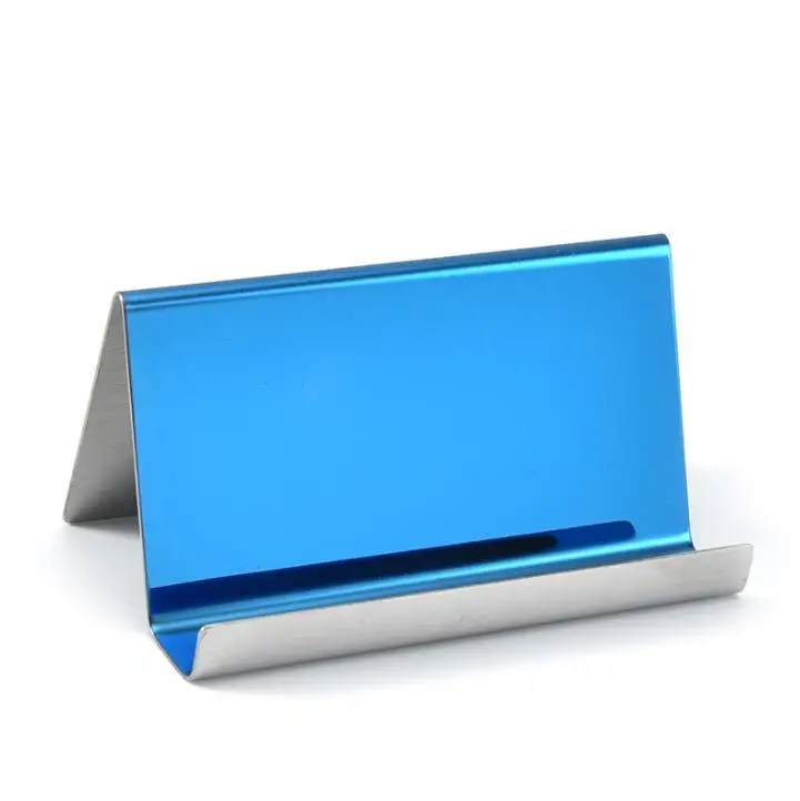 4 Colors Stainless Steel Business Card Holder Name Cards Display Stand Rack Desktop Table Decor SN2934