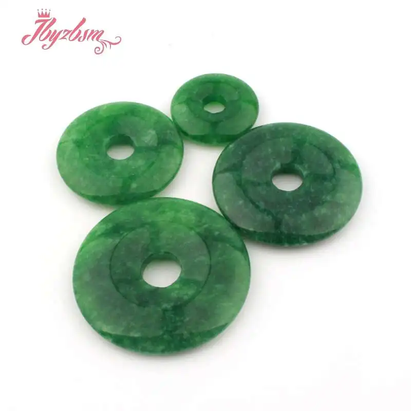 35 40 45mm Ring Donut Round Smooth Green Jades Pendant Stone Beads 1 Pcs,For DIY Necklace Pandant Jewelry Making,Free Shipping