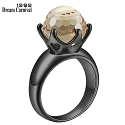 DreamCarnival 1989 New Special Cut Solitaire Women Love Engagement Ring Champagne Zircon 6 Prawns Crown Brown Jewelry WA11498BR