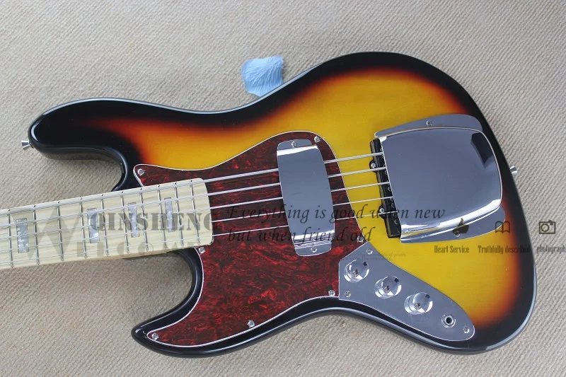 left hand bass 5 Strings Guitar Bas Sunburst Basswood Body Ironclad Bridge maple neck Red tortoise shell guard