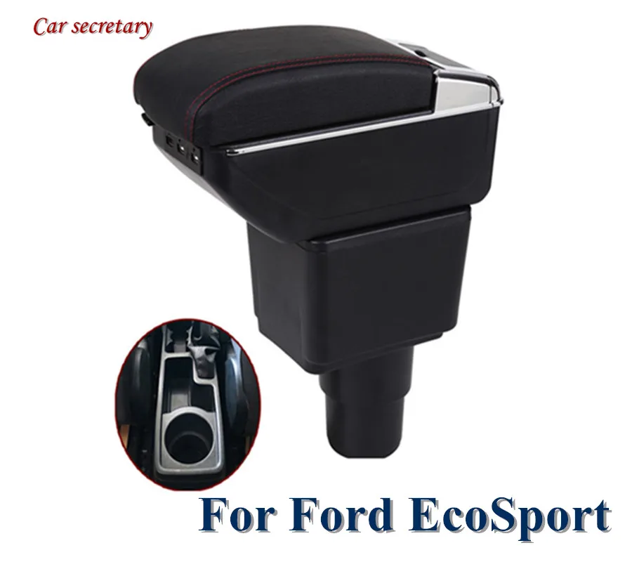 

Black Armrest Box For Ford EcoSport Universal Car Central Armrest Storage Box cup holder ashtray modification accessories