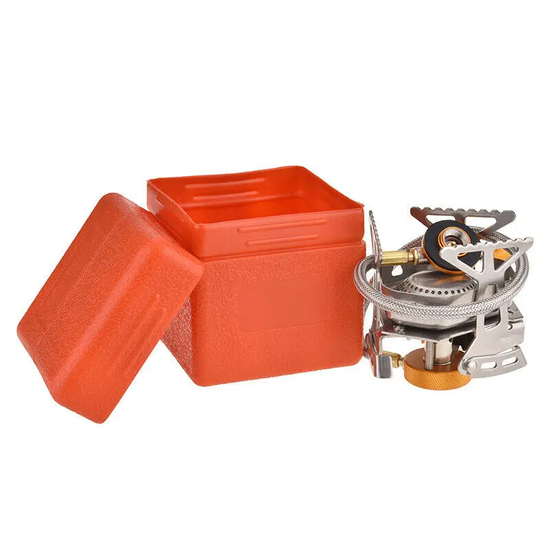 พับวงเล็บที่แข็งแกร่ง 3500W ขนาดเล็กแบบพกพา Windproof Camping เตาแก๊ส MINI กลางแจ้งทําอาหาร Burner