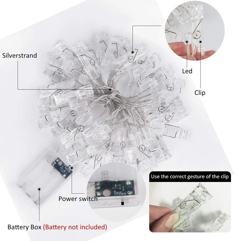 2M 5M 10M LED Light String Outdoor Garland Photo Clip Decoration Fairy Light String Wedding Birthday Party Christmas