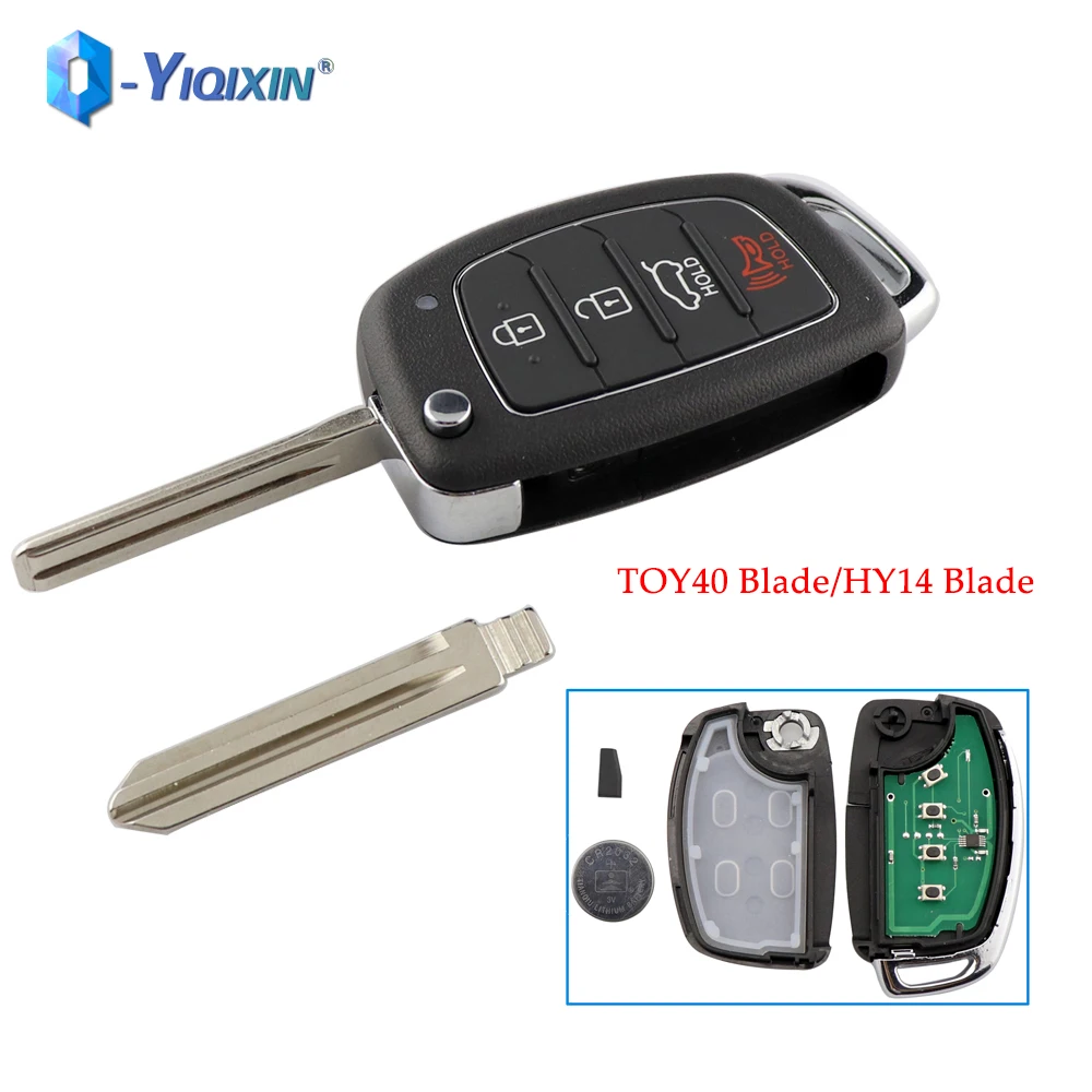 YIQIXIN Flip Key Fob For Hyundai Elantra Accent l10 IX35 IX45 I30 Solaris Tucson I20 Santa Fe Rio Ceed 4 Buttons 315/433Mhz ID46