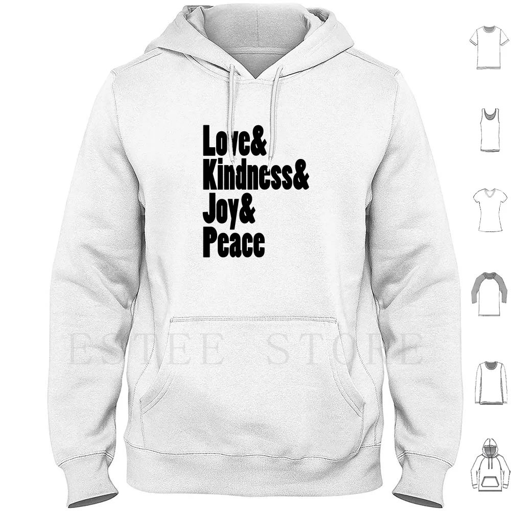 Love Kindness Joy Peace | Black Hoodies Zen Meditation List Lists Love Kind Joyful Peaceful Typography