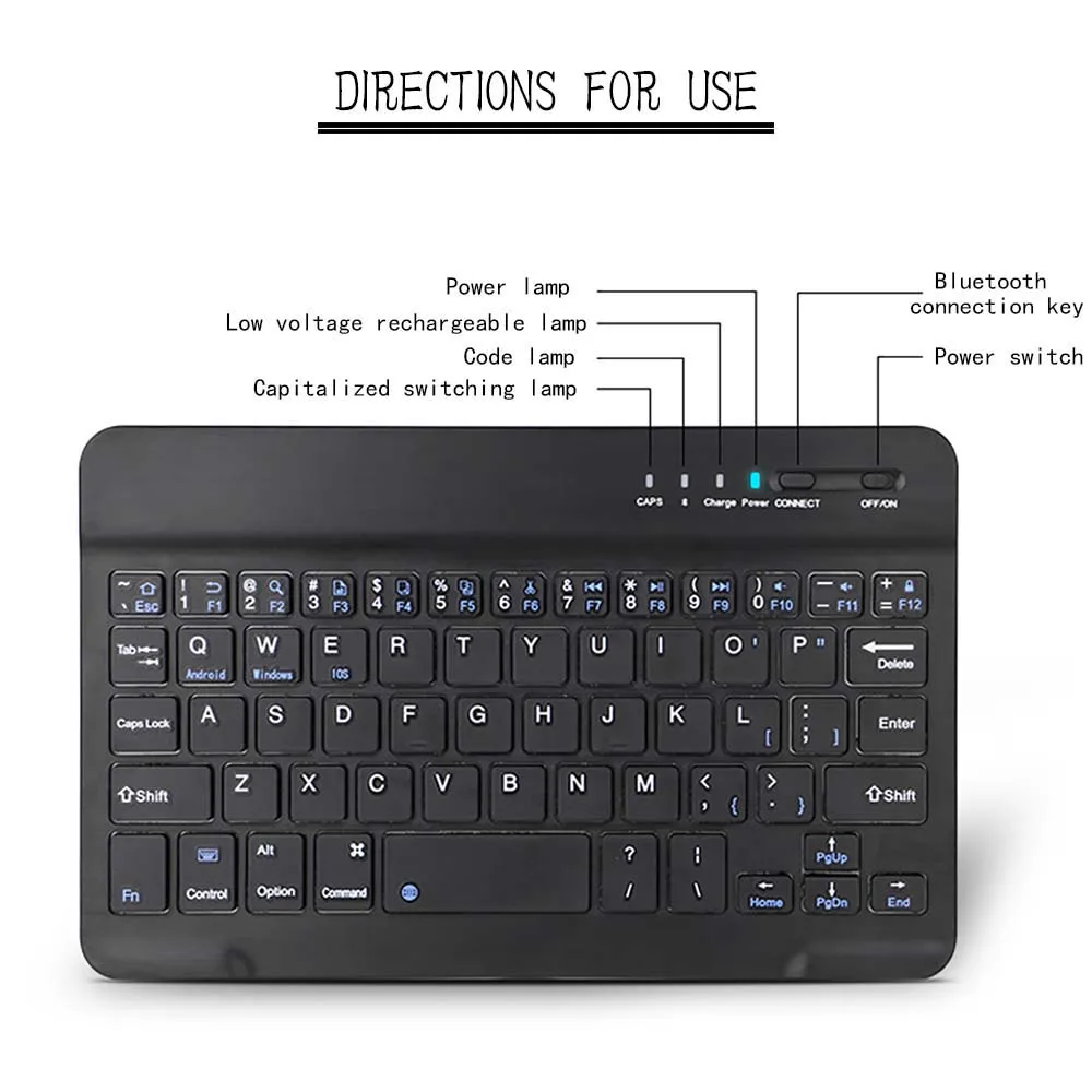 Mini Wireless Bluetooth Keyboard Rechargeable Keys for Samsung Galaxy Note 8.0/Tab 7.0/Tab A/Tab E Tablet Keyboards+Bracket