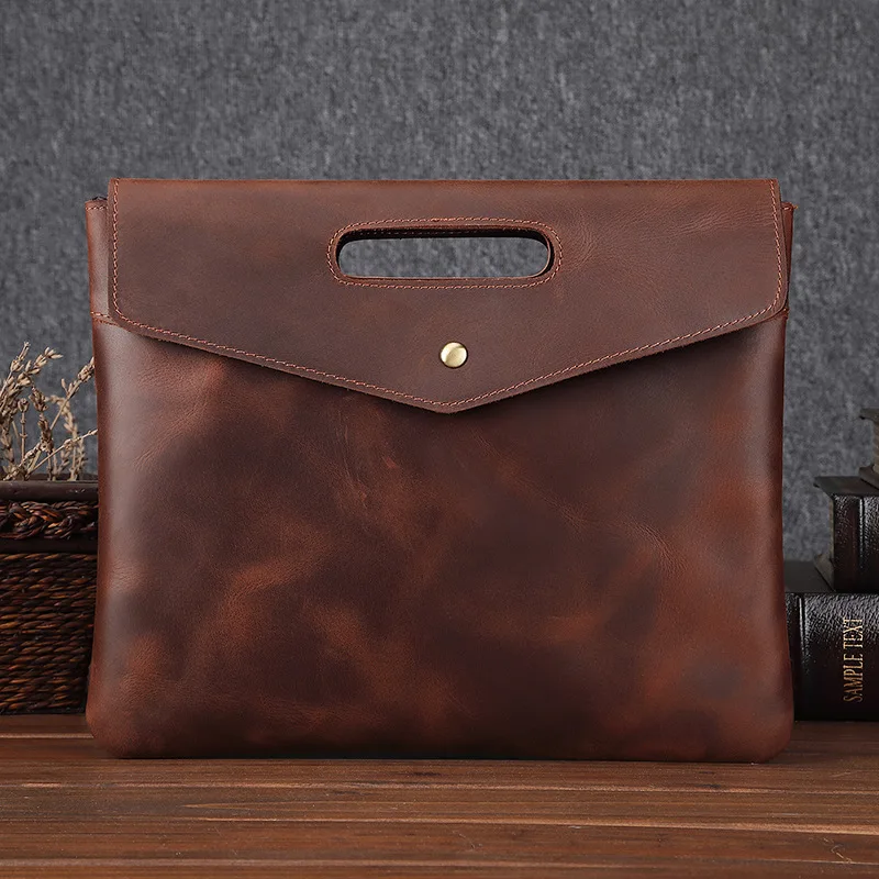 Luxury Men\'s Handbag Genuine Leather Shoulder Bag for Man Casual Messenger Bag Male Leather Purse Travel Business Totes for IPAD