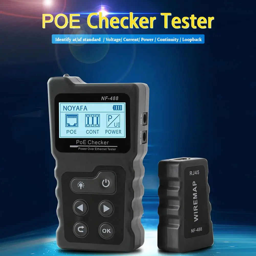 Network Tools NF-488 Digital Ethernet CAT5 CAT6 LAN Network Cable PoE Switch Tester Detector LCD Display Network Cable Tester