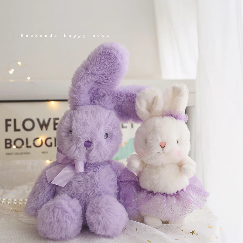 Cute Fluffy Bunny Plush Toys Stuffed Animal Long Ear Ballerina Rabbit Baby Appease Doll Children Gift