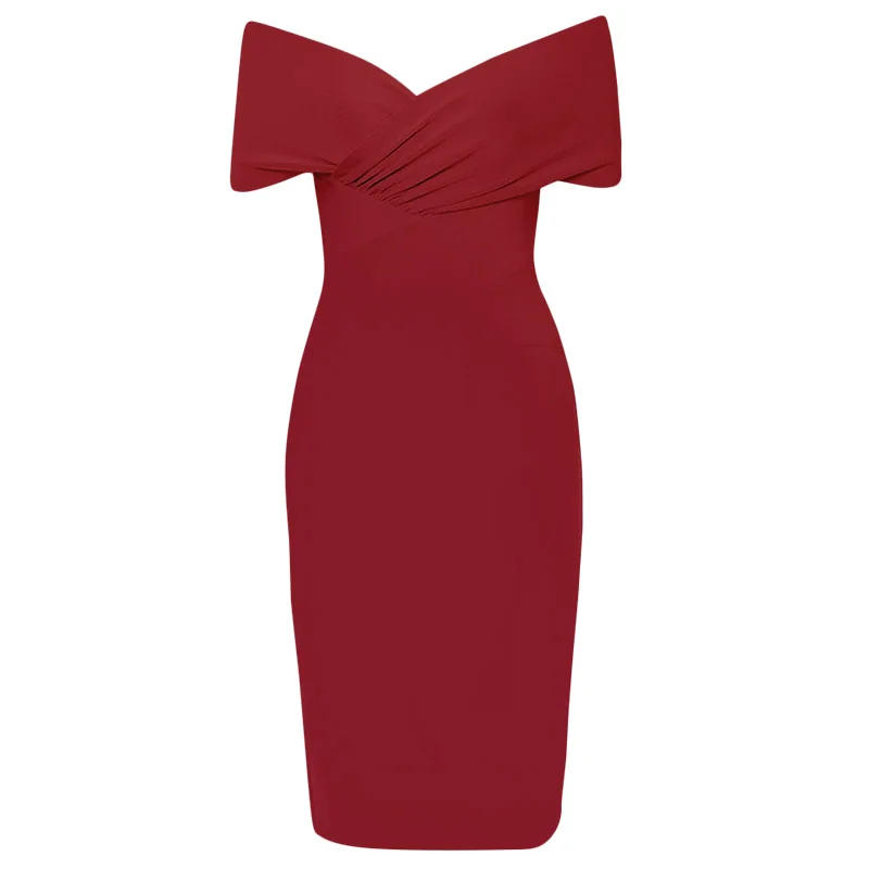 Willbenice Vrouwen Sexy Bandage Rode Jurk Vintage Witte Maxi Off Shoulder Dame Witte Celebrity Party Club Bodycon Jurken Vestidos - afbeelding 1