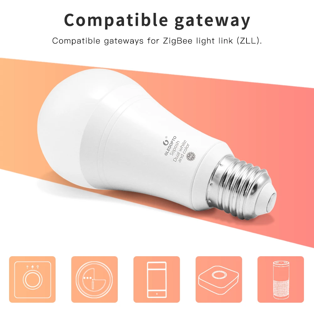 Imagem -02 - Lâmpada Inteligente Led Zigbee Glidopto 12w Rgbcct Luz Funciona com Huebridge e Alexa Smartthings com Aplicativo Voz rf Remoto