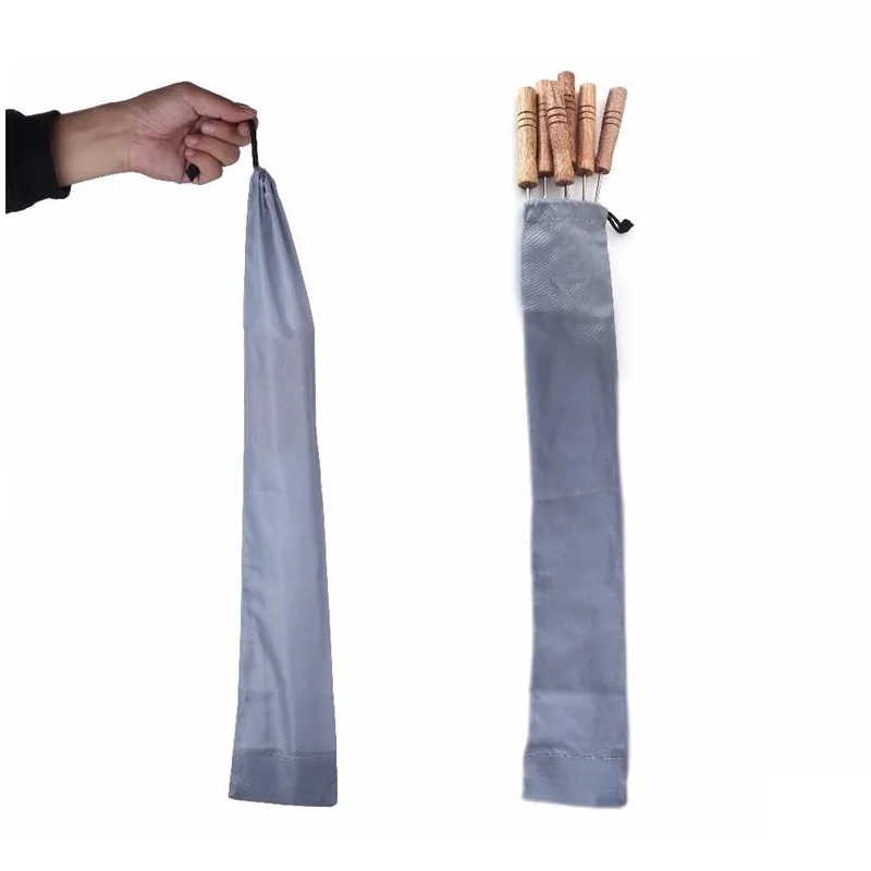 Portable Oxford Cloth  Storage Bags BBQ Skewer Bag 19.68\'\' 50cm for Barbecue Needle Roasting Fork Stick Camping BBQ Accessories