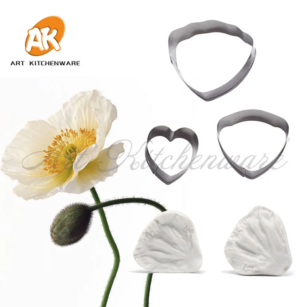 5pcs/set Corn Poppy Impression Flower Mold Silicone Veiner Mold Cake Decorating Fondant Sugarcraft Cake Mold for Sugar Flower